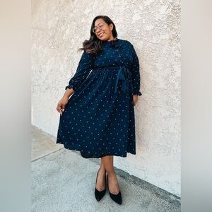 ❌SOLD❌ Navy blue polka dot dress